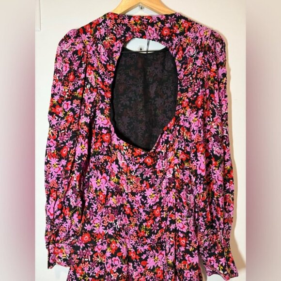 NWT Zara Floral Print Pink and Purple Long Sleeve Sundress Size M - Picture 9 of 11